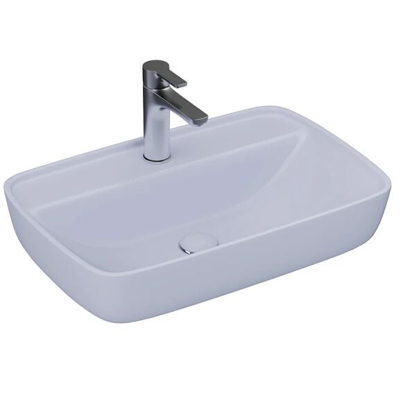 Lucco Vero 60 cm Tezgah Üstü Lavabo Mat Buz Mavi