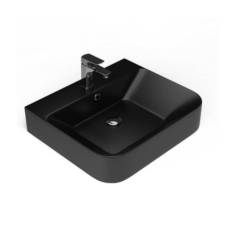 Lucco Allecra 55 cm Tezgah Üstü Lavabo Mat Siyah
