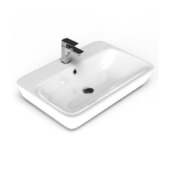 Lucco Mita 65 cm Tezgah Üstü Lavabo Parlak Beyaz