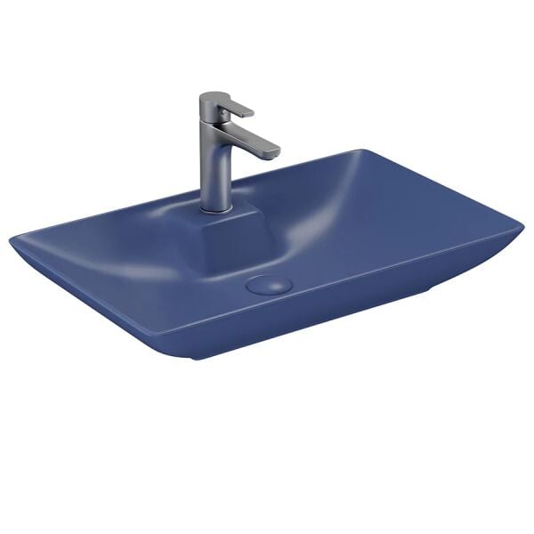 Lucco Perla 65 cm Tezgah Üstü Lavabo Mat Petrol Mavisi