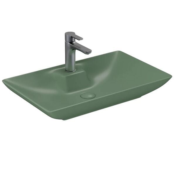 Lucco Perla 65 cm Tezgah Üstü Lavabo Mat Yeşil