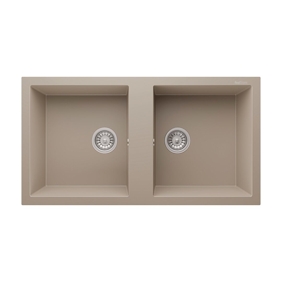 RealStone Nemrut 97 Çift Gözlü Damlalıksız Granit Eviye Cappucino