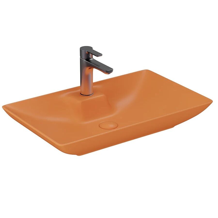 Lucco Perla 65 cm Tezgah Üstü Lavabo Mat Turuncu