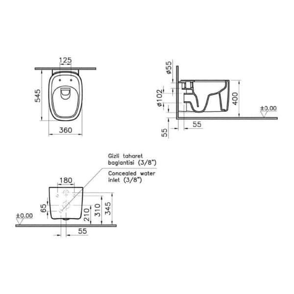 Vitra Plural Rim-ex Asma Klozet Mat Vizon