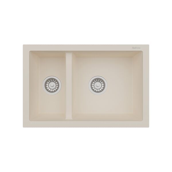 RealStone Bergama 1.5 Gözlü Damlalıksız Granit Eviye Krem
