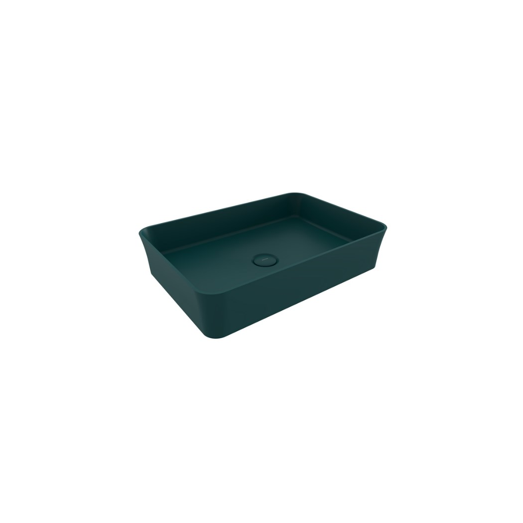 BOCCHI Slim Line Dikdörtgen Tezgah Üstü Lavabo 55 cm, Mat Petrol Mavisi