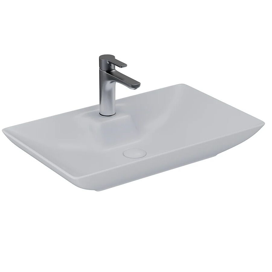 Lucco Perla 65 cm Tezgah Üstü Lavabo Mat Gümüş Gri