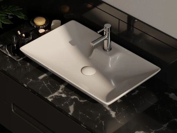 Lucco Perla 65 cm Tezgah Üstü Lavabo Mat Latte