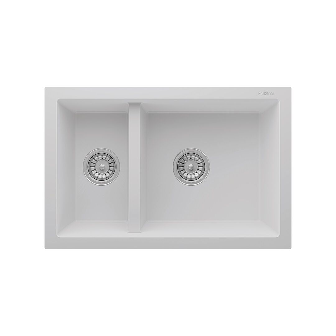 RealStone Bergama 1.5 Gözlü Damlalıksız Granit Eviye Beyaz