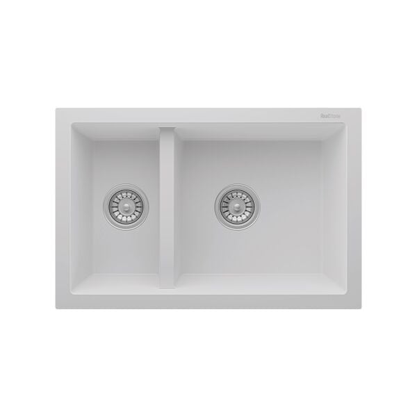 RealStone Bergama 1.5 Gözlü Damlalıksız Granit Eviye Beyaz