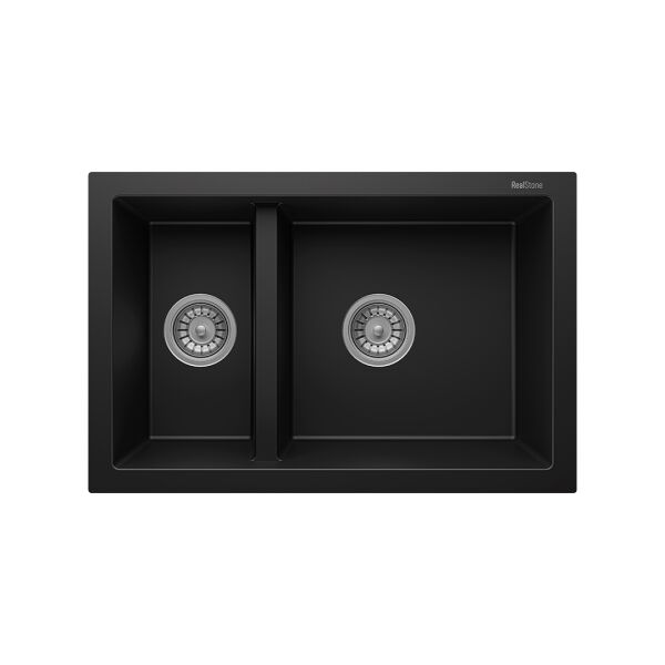 RealStone Bergama 1.5 Gözlü Damlalıksız Granit Eviye Siyah