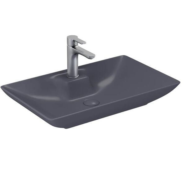 Lucco Perla 65 cm Tezgah Üstü Lavabo Mat Antrasit
