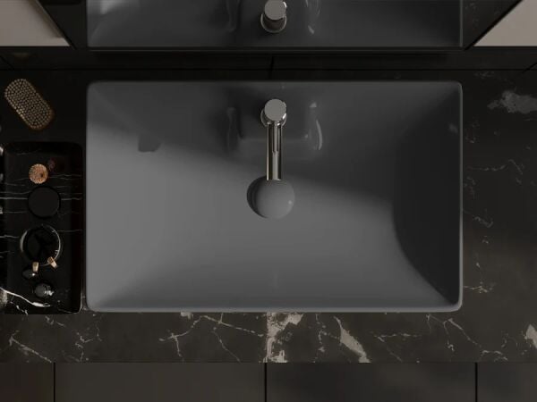 Lucco Perla 65 cm Tezgah Üstü Lavabo Mat Antrasit