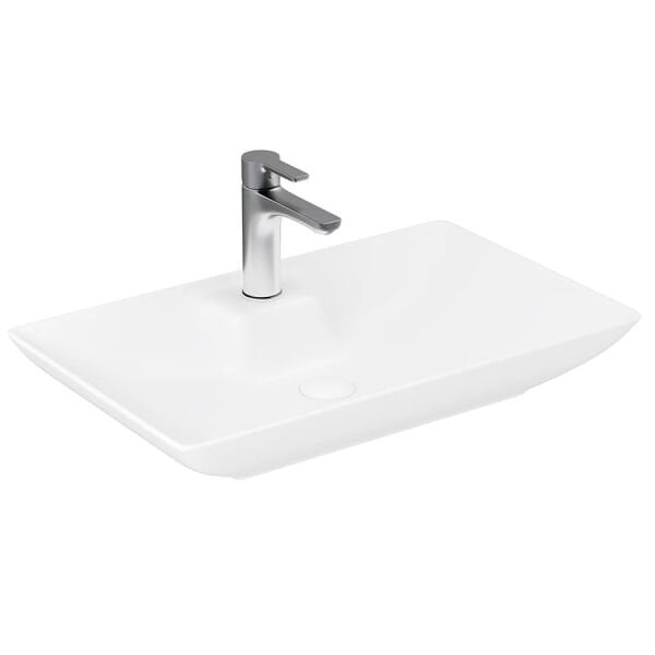 Lucco Perla 65 cm Tezgah Üstü Lavabo Mat Beyaz