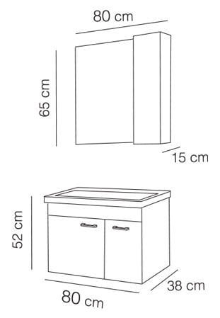 Fym Urla Banyo Dolabı 80 Cm Antrasit