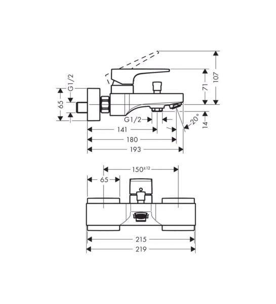Hansgrohe Metropol Tek kollu banyo bataryası aplike