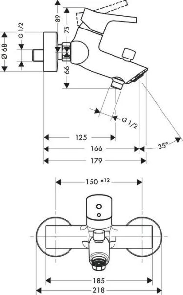 Hansgrohe Talis S Tek kollu banyo bataryası aplike