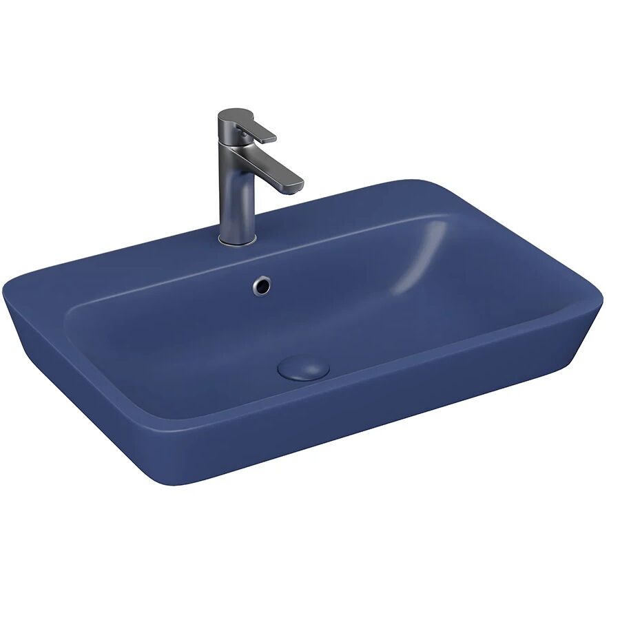 Lucco Mita 65 cm Tezgah Üstü Lavabo Mat Petrol Mavi