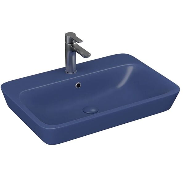Lucco Mita 65 cm Tezgah Üstü Lavabo Mat Petrol Mavi