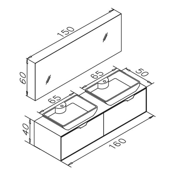 Orka Mono 160 cm Macael Banyo Dolabı