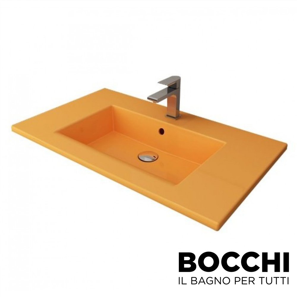 BOCCHI Milano Etajerli Lavabo 100 cm Mandalina Sarısı