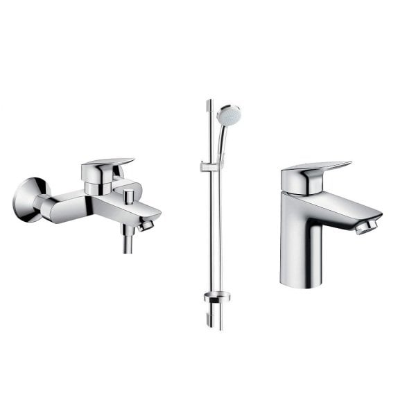 Hansgrohe Logis E  Lavabo Bataryası, Banyo Bataryası, Croma 100 Sürgülü Duş Seti