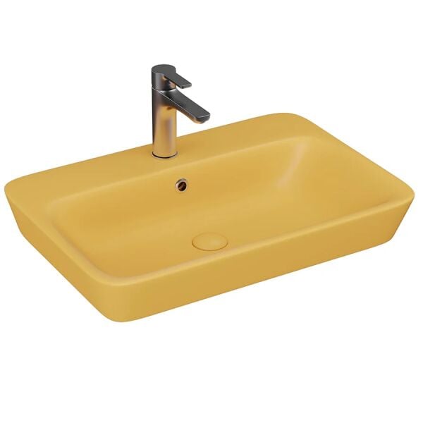 Lucco Mita 65 cm Tezgah Üstü Lavabo Mat Hardal Sarı