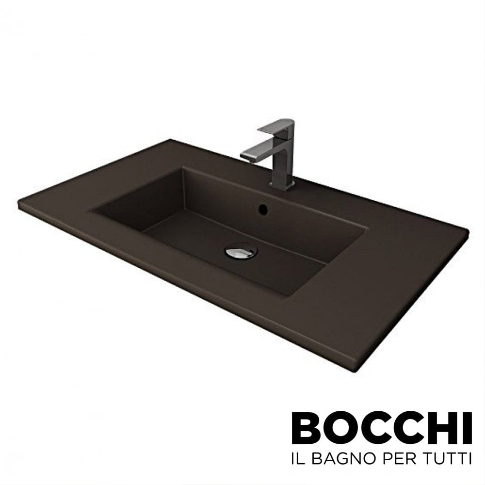 BOCCHI Milano Etajerli Lavabo 100 cm Mat Kahve