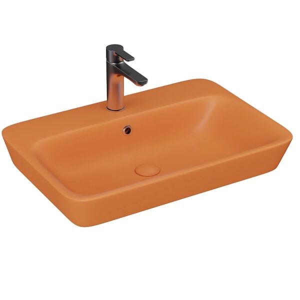 Lucco Mita 65 cm Tezgah Üstü Lavabo Mat Turuncu