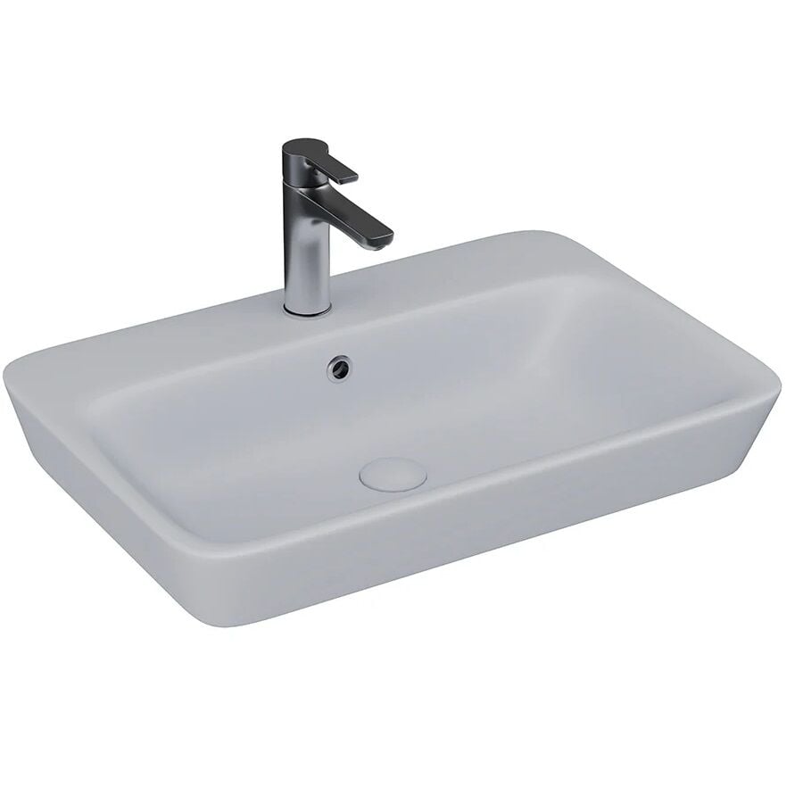 Lucco Mita 65 cm Tezgah Üstü Lavabo Mat Gümüş Gri