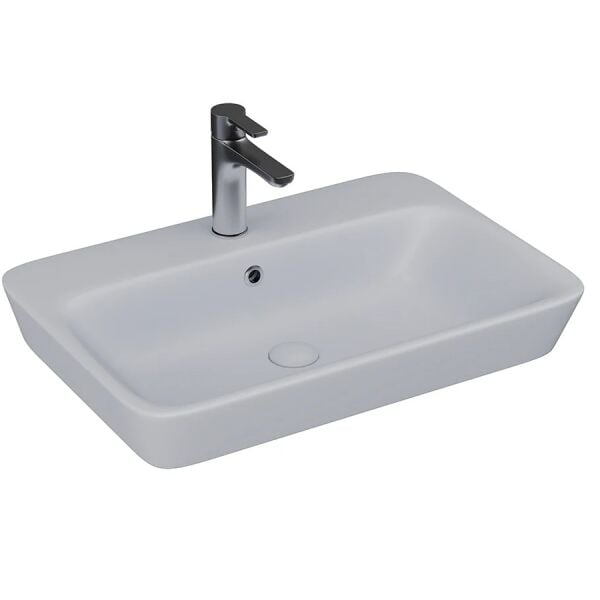 Lucco Mita 65 cm Tezgah Üstü Lavabo Mat Gümüş Gri
