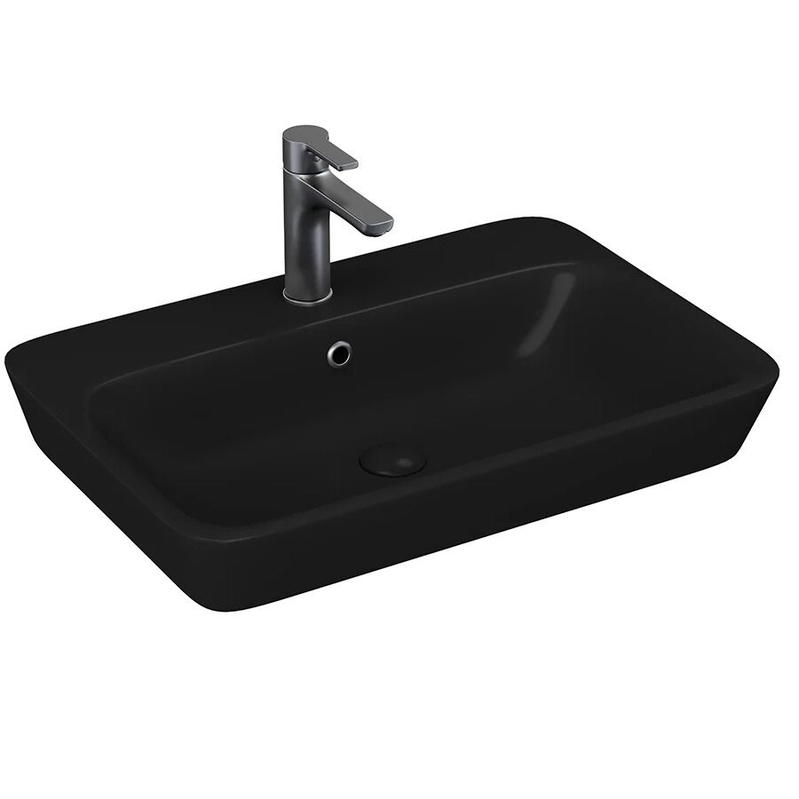 Lucco Mita 65 cm Tezgah Üstü Lavabo Mat Siyah