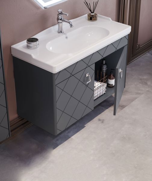 Orka Dream 105 cm Parlak Antrasit Banyo Dolabı