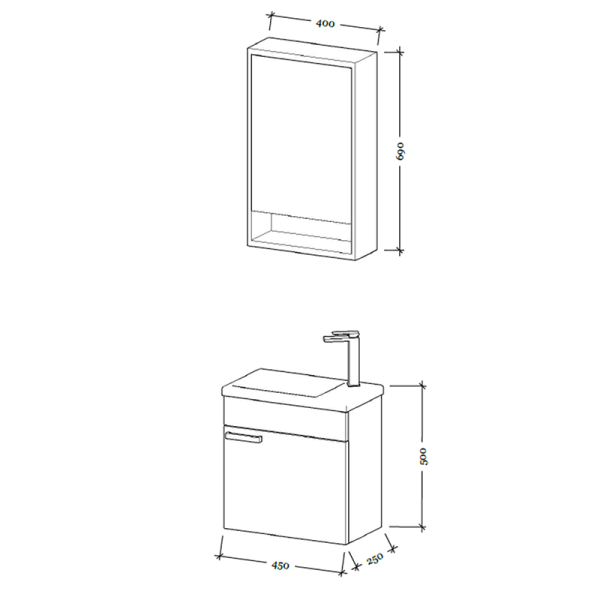 Bagnora İcon 45cm Beyaz Banyo Dolabı