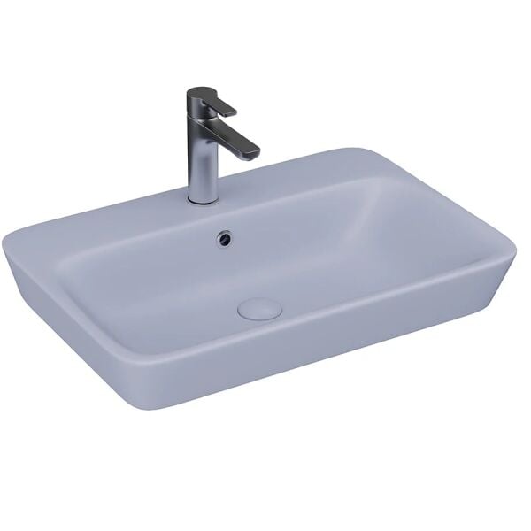 Lucco Mita 65 cm Tezgah Üstü Lavabo Mat Buz Mavi