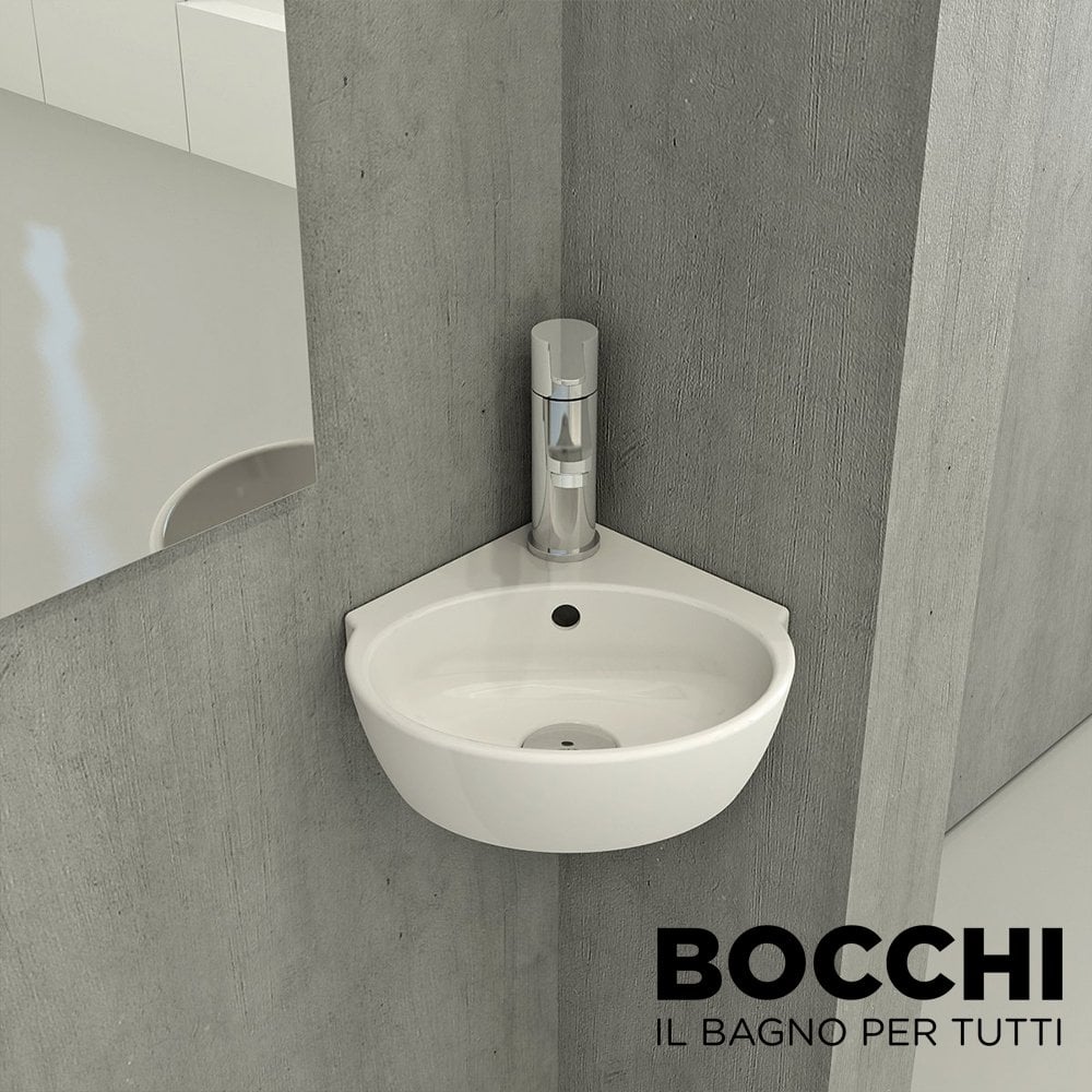 BOCCHİ Taormina Arch Köşe Lavabo 30 cm Parlak Beyaz
