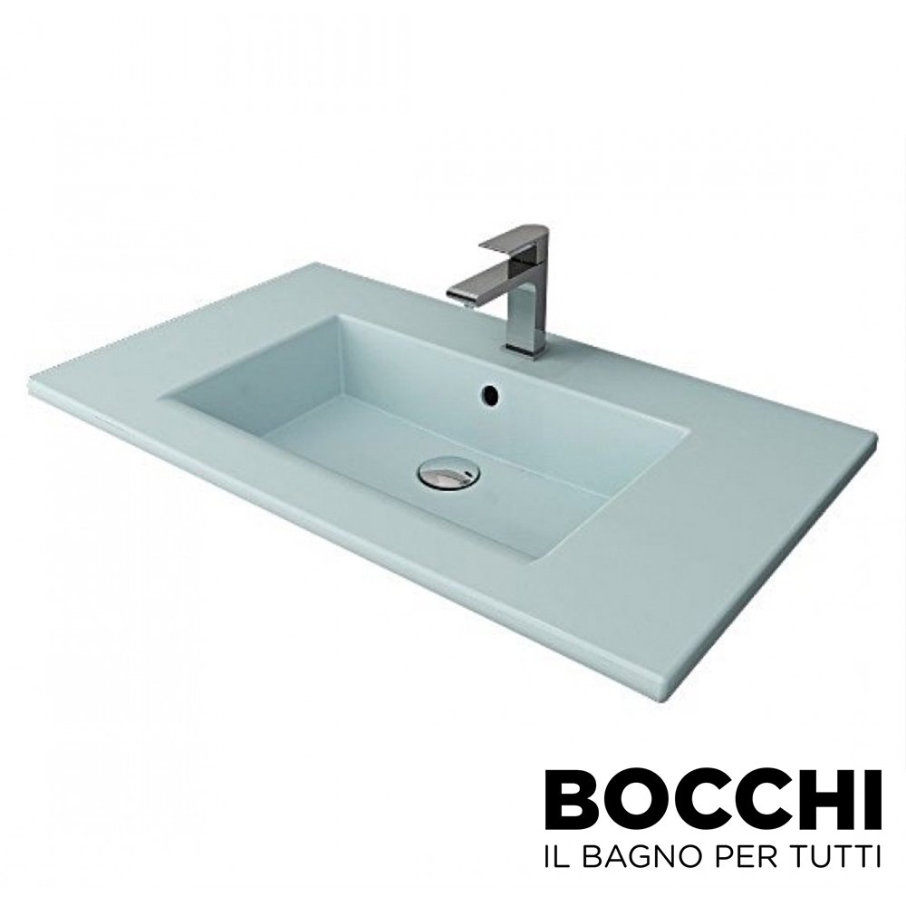BOCCHI Milano Etajerli Lavabo 100 cm Mat Buz Mavisi