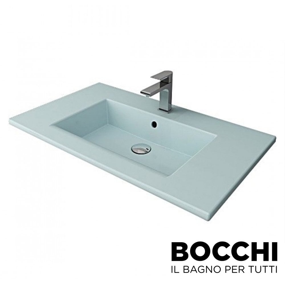 BOCCHI Milano Etajerli Lavabo 100 cm Mat Buz Mavisi