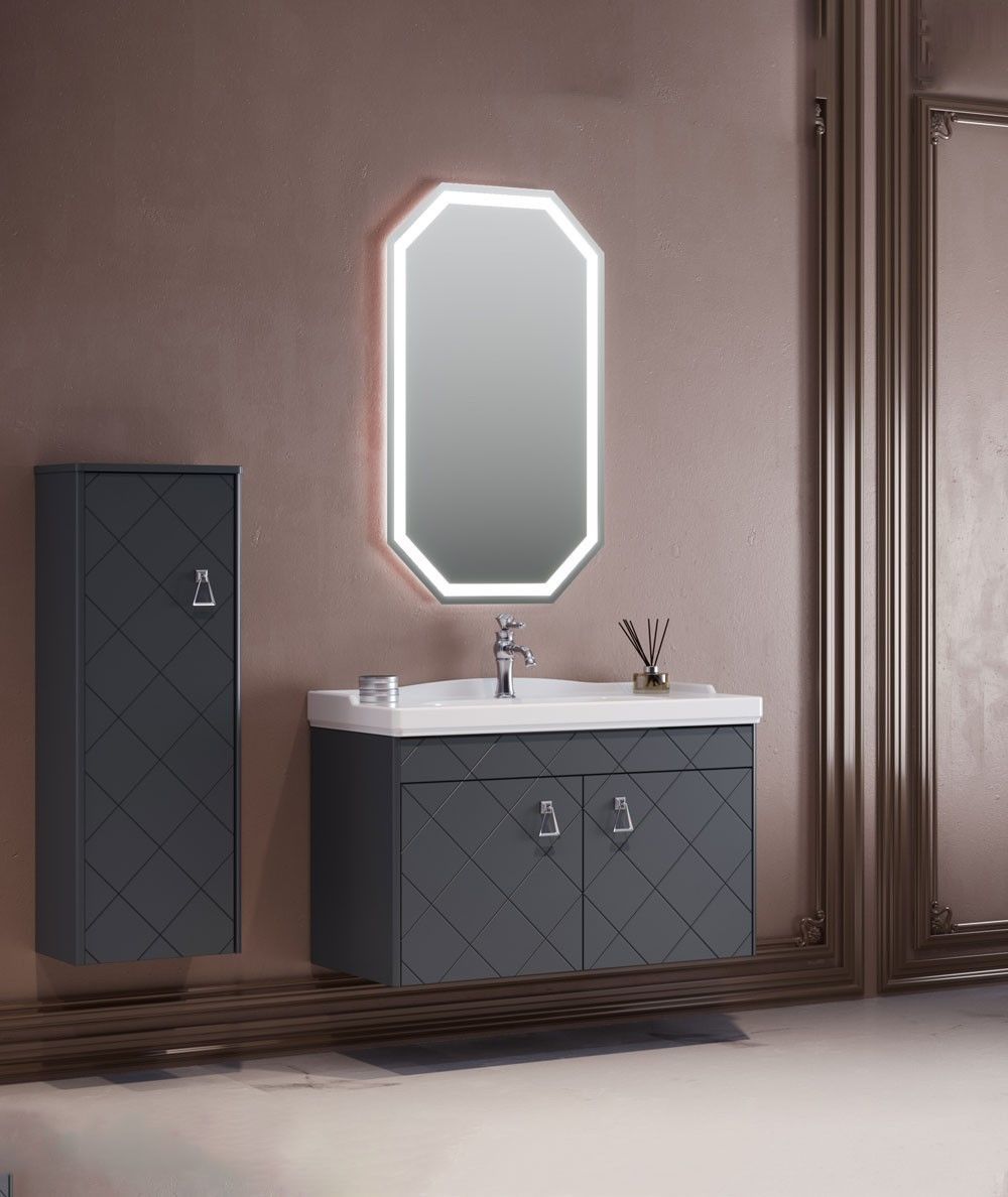 Orka Dream 85 cm Parlak Antrasit Banyo Dolabı