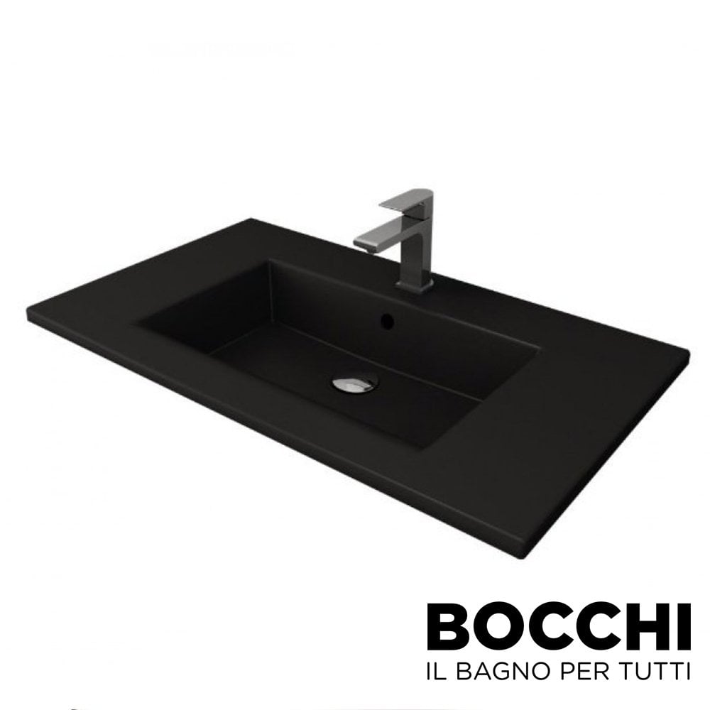 BOCCHI Milano Etajerli Lavabo 100 cm Mat Siyah