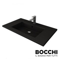BOCCHI Milano Etajerli Lavabo 100 cm Mat Siyah