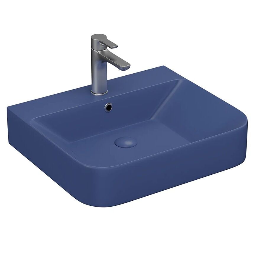 Lucco Allecra 55 cm Tezgah Üstü Lavabo Mat Petrol Mavi