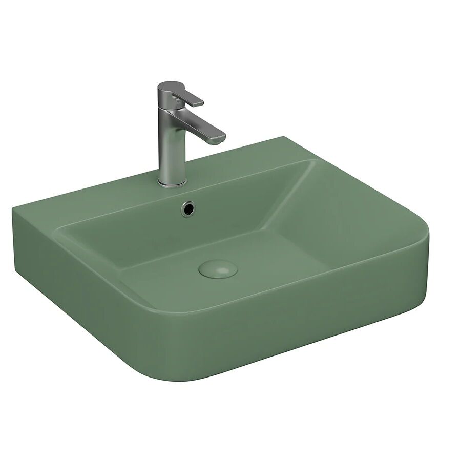 Lucco Allecra 55 cm Tezgah Üstü Lavabo Mat Yeşil