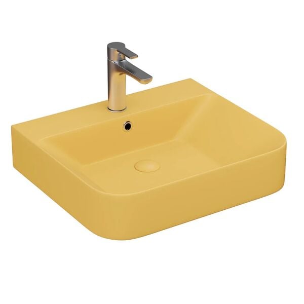 Lucco Allecra 55 cm Tezgah Üstü Lavabo Mat Hardal Sarı