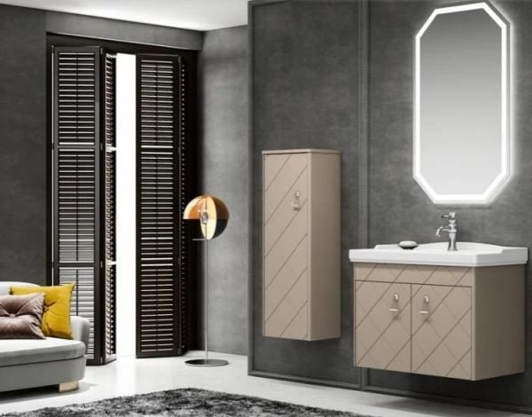 Orka Dream 85 cm Parlak Cappucino Banyo Dolabı