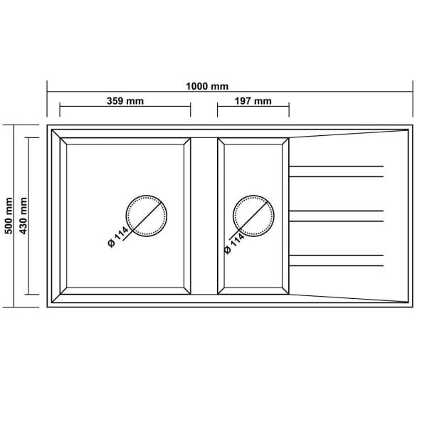RealStone Salda 100 1.5 Gözlü Damlalıklı Granit Eviye Beyaz