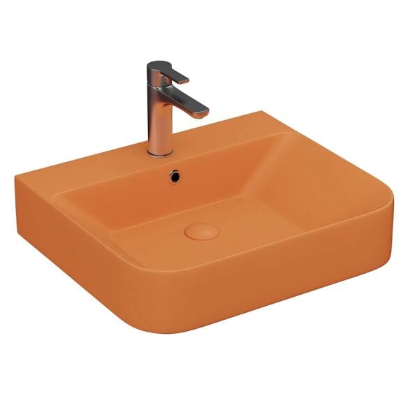 Lucco Allecra 55 cm Tezgah Üstü Lavabo Mat Turuncu