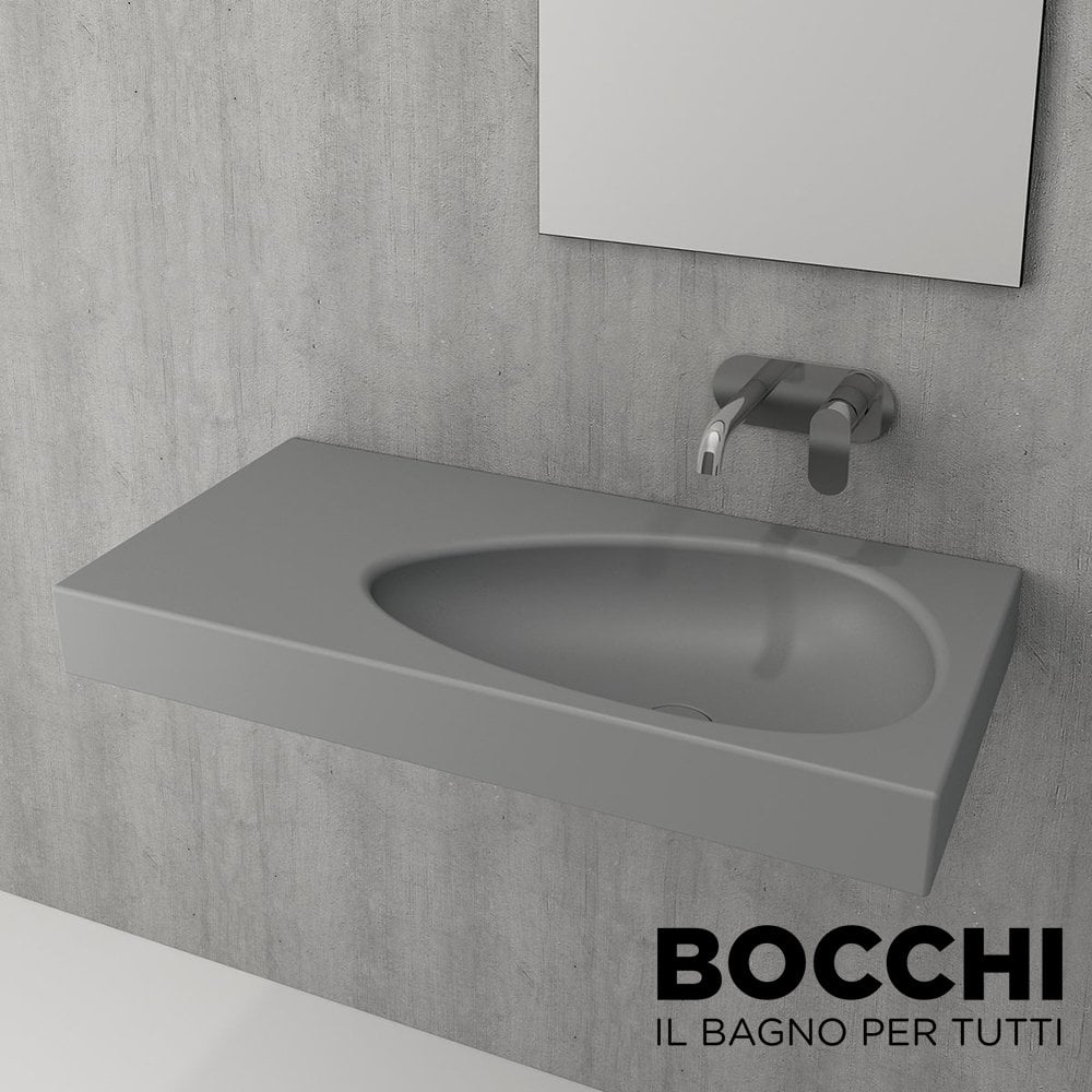 BOCCHI Etna Etajerli Lavabo, 90 cm Mat Gri