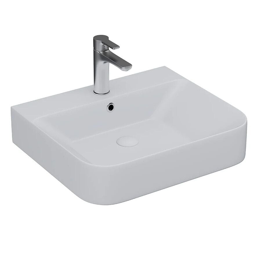 Lucco Allecra 55 cm Tezgah Üstü Lavabo Mat Gümüş Gri