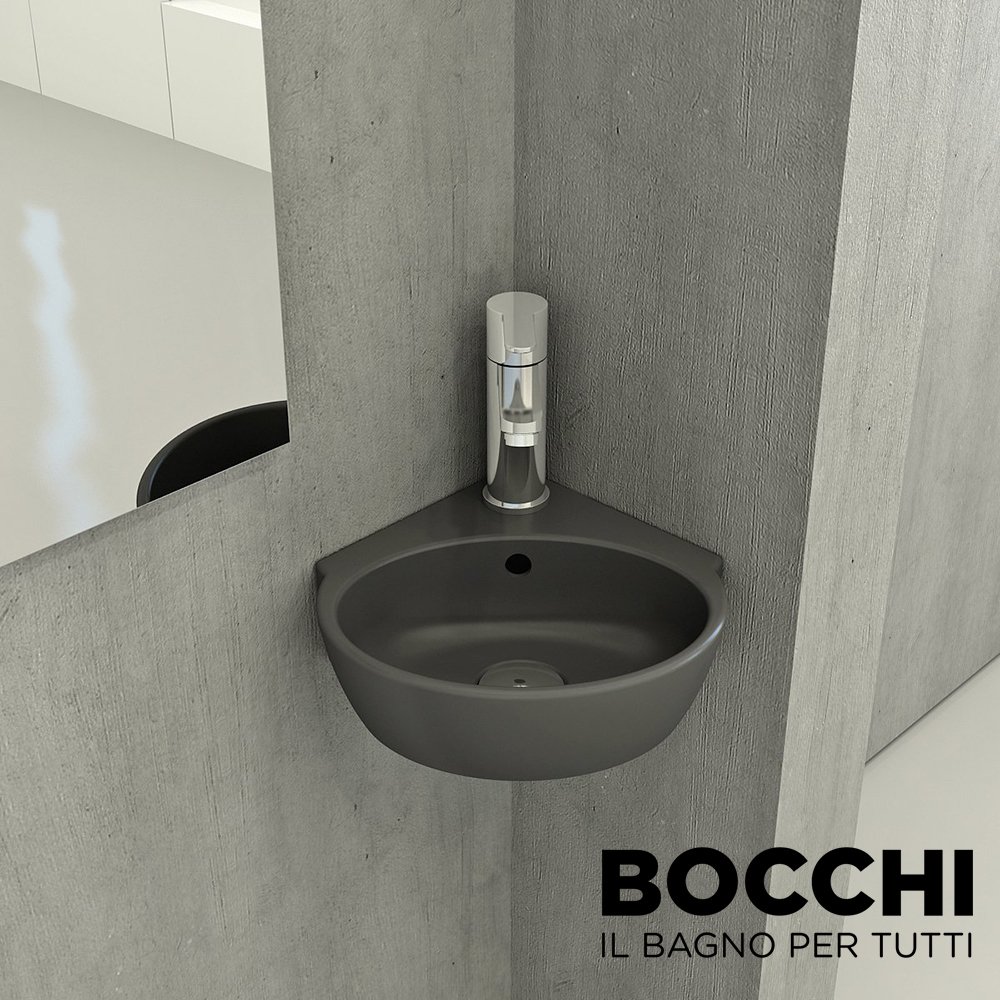 BOCCHİ Taormina Arch Köşe Lavabo 30 cm Mat Antrasit